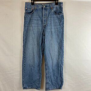 Levi's Big E Jeans Blue 31 Ribcage Straight Ankle Button Fly